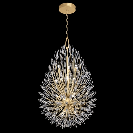 883940-1 Fine Art Lighting Lily Buds 33.5"W Round Pendant with Gold Finish