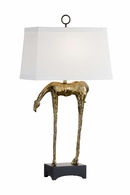 66854 Frederick Cooper 35in. Composite Homer Lamp with Silkette Shade and Antique Gold/Black Finish