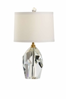 65629 Frederick Cooper 24in. Crystal Fenton Lamp with Silk Shade and Clear/Antique Patina Finish
