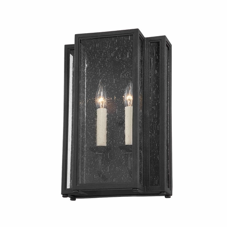 B3602-TBK Troy Textured Black Leor 2 Light Medium Exterior Wall Sconce