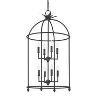 F5724-BI Troy Lighting Brooks 8Lt Pendant with Black Iron Finish