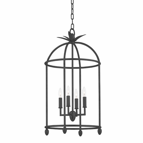 F5717-BI Troy Black Iron Brooks 4 Light Pendant