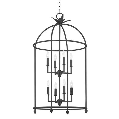 F5724-BI Troy Lighting Brooks 8Lt Pendant with Black Iron Finish