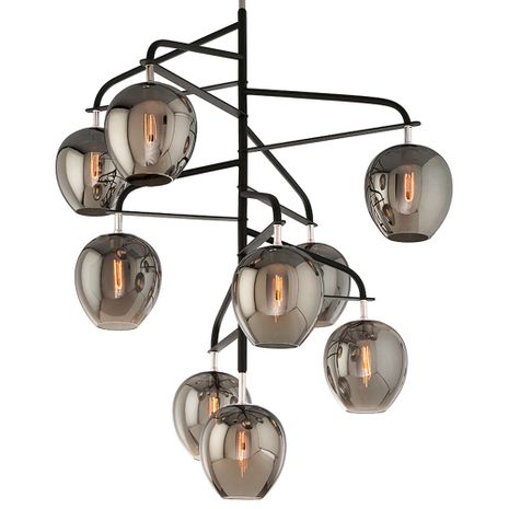 F4298-TBK/PN Troy Lighting Odyssey 9Lt Chandelier with Texture Black Finish