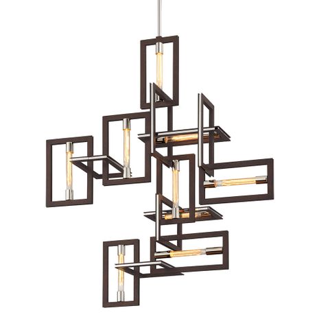 F6189-TBZ/SS Troy Lighting Enigma 9Lt Chandelier with Textured Bronze Finish