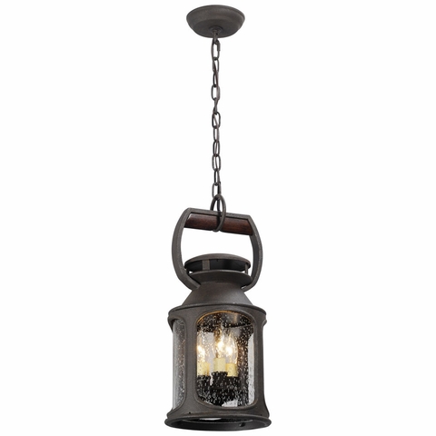 FF4517 Troy Solid Aluminum And Wood Exterior Old Trail 1Lt Pendant Flourescent Medium with Centennial Rust Finish