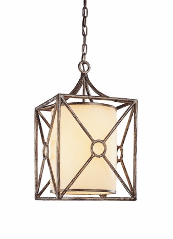 FF5026BLF Troy Lighting Maidstone 1 Light Pendant Fluoresc in Bronze Leaf Finish