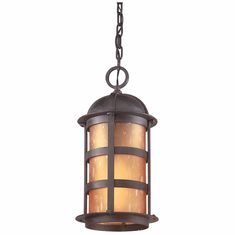 FF9255NB Troy Lighting Aspen 1 Light Hanging Lantern Fluo in Natural Bronze Finish