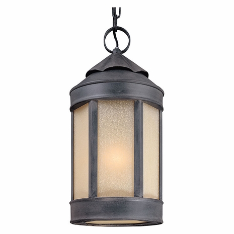 FL1468AI Troy Hand-Worked Iron Exterior Andersons Forge 1Lt Hanging Lantern Large with Antique Iron Finish
