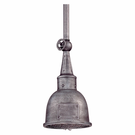 FL2946 Troy Hand-Worked Iron And Aluminum Exterior Raleigh 1Lt Hanging Led Small with Old Silver Finish