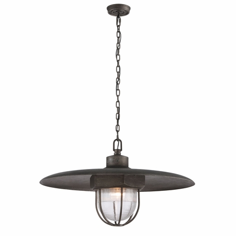 FL3898 Troy Solid Aluminum Interior Acme 1Lt Pendant Large with Aged Silver Finish