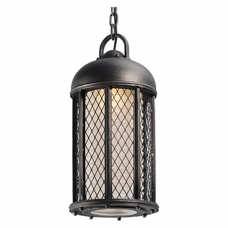 FL4487 Troy Hand-Worked Iron Exterior Signal Hill 1Lt Hanger Led Medium with Aged Silver Finish