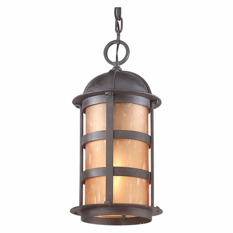 FL9255NB Troy Hand-Worked Iron Exterior Aspen 1Lt Hanging Lantern Led Large with Natural Bronze Finish