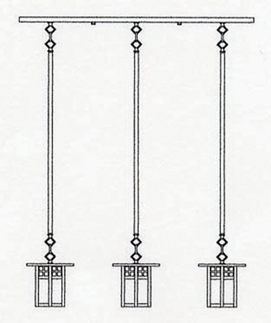 GICH-6-3 Arroyo Craftsman Six-inch Glasgow Three-Light In-Line Hanging Pendant