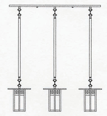 GICH-9-3 Arroyo Craftsman Nine-inch Glasgow Three-Light In-Line Chandelier