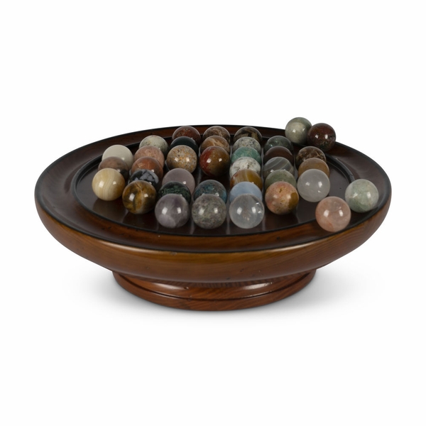 GR022 Authentic Models 36 Semi-Precious Marbles Solitaire Game, 30mm