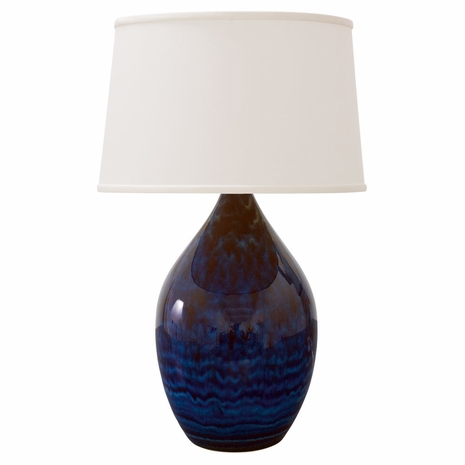 House of Troy GS402-MID Scatchard Stoneware Table Lamps in Midnight Blue