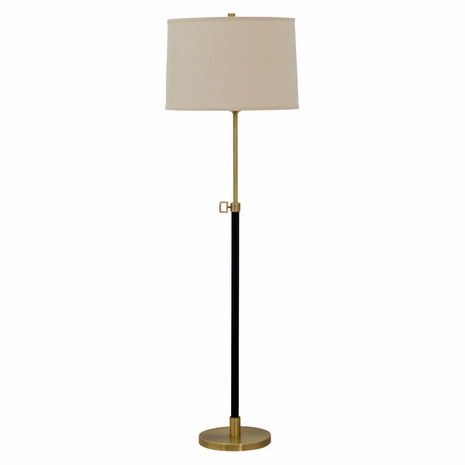 H500-AB House of Troy Hardwick adjustable floor lamp in antique brass with brown leather accents
