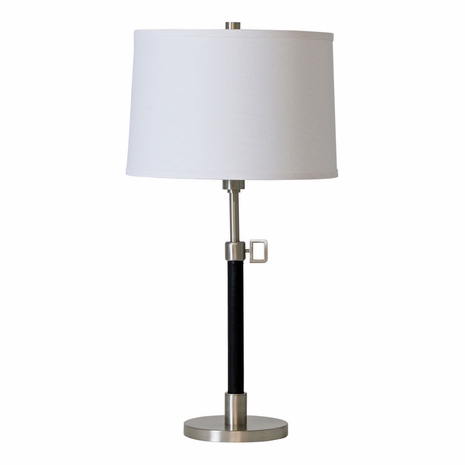 H550-SN House of Troy Hardwick Adjustable Table Lamp In Satin Nickel With Black Leather Accents