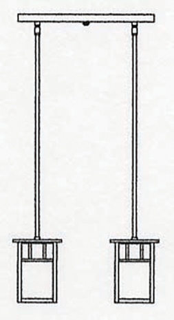 HICH-4L-2 Arroyo Craftsman Four-inch Huntington Two-Light In-Line Hanging Pendant