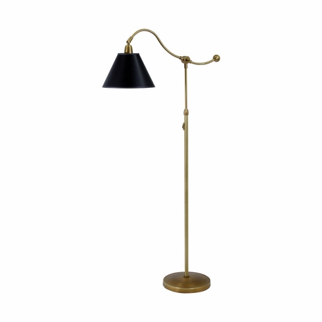 HP700-WB-BP House of Troy Hyde Park Floor Lamp Weathered Brass W/Black Parchment Shade