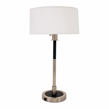 HU950-SN House of Troy 28" Huntington Table Lamp in Satin Nickel with Black Leather Accents