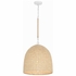 JSP-10533-MT Crystorama Jasper 3 Light Matte White + Natural Wood Pendant