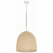 JSP-10533-MT Crystorama Jasper 3 Light Matte White + Natural Wood Pendant