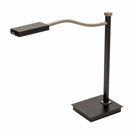 LEW850-GT House of Troy 17.5" Lewis LED Gooseneck Table Lamp in Granite with Satin Nickel