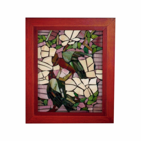 M0011SH Springdale 10H Parrots Mosaic Art Glass Wall Panel