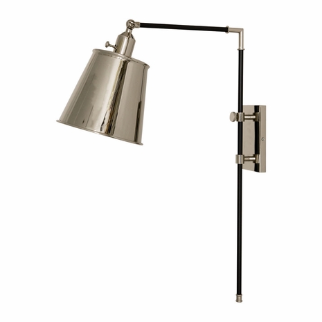 M675-BLKPN House of Troy 27" Morgan Adjustable Wall Lamp in Black with Polished Nickel