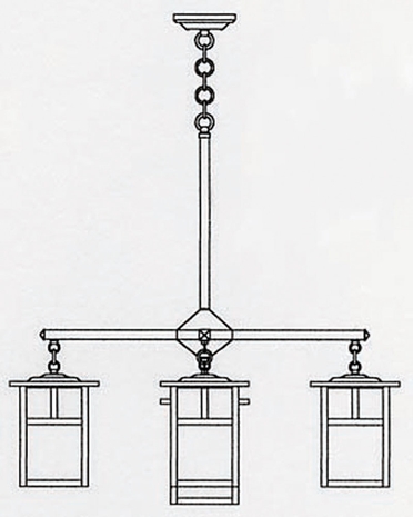 MCH-7-4-1 Arroyo Craftsman Seven-inch Mission Four-Light Chandelier plus Center Light
