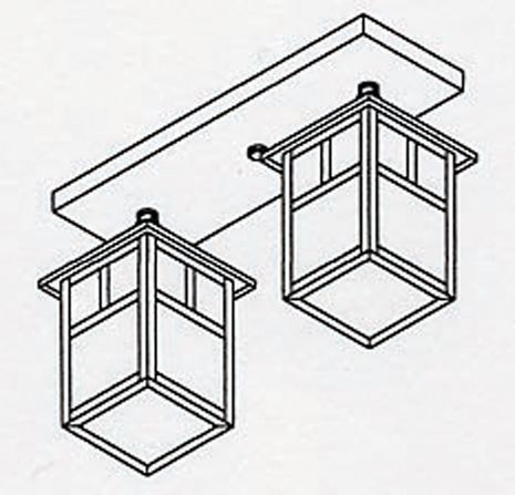 MCM-5-2 Arroyo Craftsman 5" Mission 2 Light Ceiling Mount Without Overlay