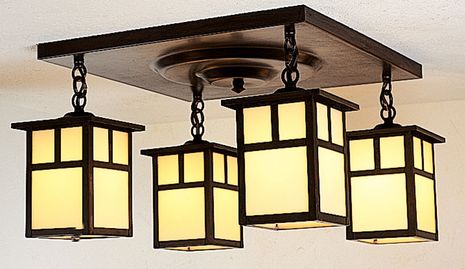 MCM-5-4 Arroyo Craftsman 5" Mission 4 Light Ceiling Mount Without Overlay