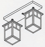 MCM-6/2 Arroyo Craftsman 6" Mission 2 Light Ceiling Mount
