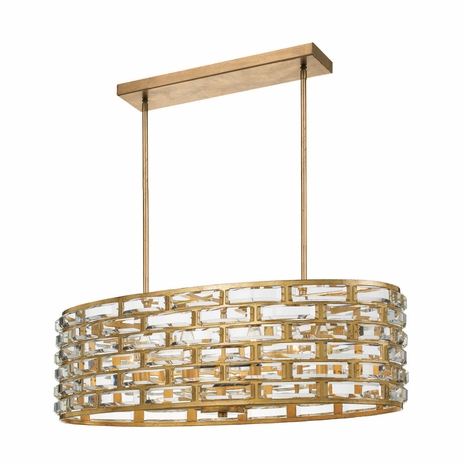 MER-4869-GA Crystorama Meridian 8 Light Oval Antique Gold Chandelier