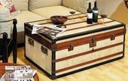 MF089 Authentic Models Small Canvas Covered Polo Club Trunk with Solid Brass Hardware