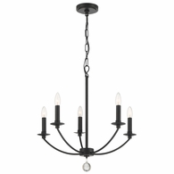 MIL-8005-BK Crystorama Mila 5 Light Black Chandelier
