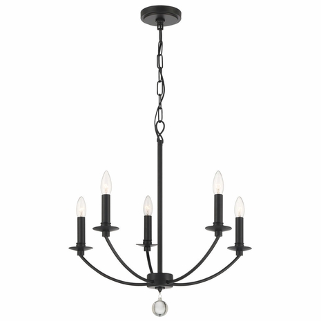 MIL-8005-BK Crystorama Mila 5 Light Black Chandelier