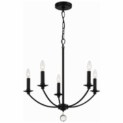 MIL-8005-BK Crystorama Mila 5 Light Black Chandelier
