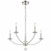 MIL-8005-PN Crystorama Mila 5 Light Polished Nickel Chandelier
