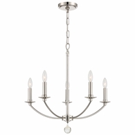 MIL-8005-PN Crystorama Mila 5 Light Polished Nickel Chandelier