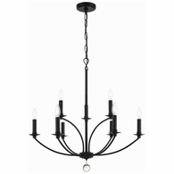 MIL-8009-BK Crystorama Mila 9 Light Black Chandelier
