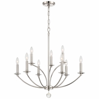 MIL-8009-PN Crystorama Mila 9 Light Polished Nickel Chandelier