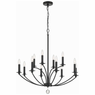 MIL-8012-BK Crystorama Mila 12 Light Black Chandelier