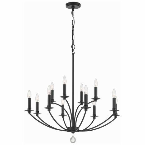 MIL-8012-BK Crystorama Mila 12 Light Black Chandelier