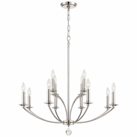 MIL-8012-PN Crystorama Mila 12 Light Polished Nickel Chandelier