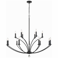 MIL-8015-BK Crystorama Mila 15 Light Black Chandelier