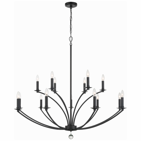 MIL-8015-BK Crystorama Mila 15 Light Black Chandelier