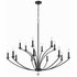 MIL-8015-BK Crystorama Mila 15 Light Black Chandelier